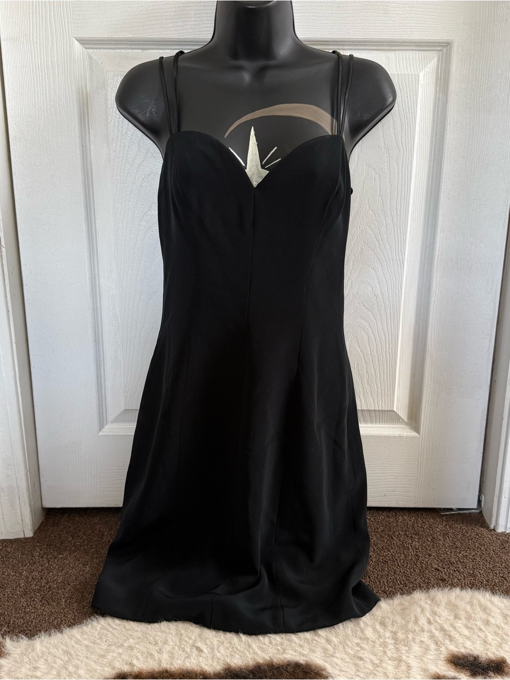 Black Spaghetti-Strap Sweetheart Dress